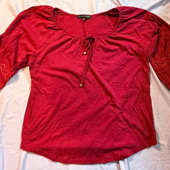 TWO Mixed Brands 3/4 Puffy Sleeve Blouse Tops SIZE SMALL (1 Magenta & 1 Brn/Blk) - Picture 2 of 16